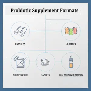  various product formats available in the global probiotic supplement market