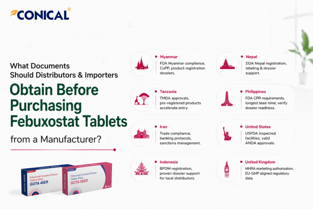 A Global Distributors Guide to Choosing the Right Febuxostat Tablet Manufacturer 4 Which documents do distributors need before buying from Febuxostat tablets manufacturer