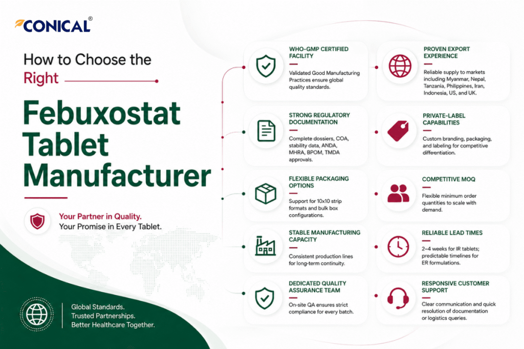 A Global Distributors Guide to Choosing the Right Febuxostat Tablet Manufacturer 5 how to choose the right Febuxostat tablet manufacturer